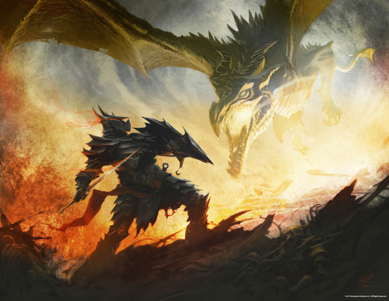 Illustration for article titled This Skyrim Concept Art Isn't Afraid to Fight Dragons